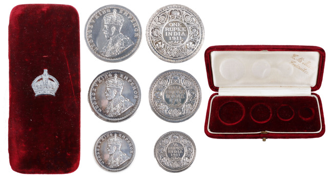 An Exceptionally Rare Part Set Of Three George V British India 1911 Proof Rupee Coins (Calcutta) To Be Offered In July