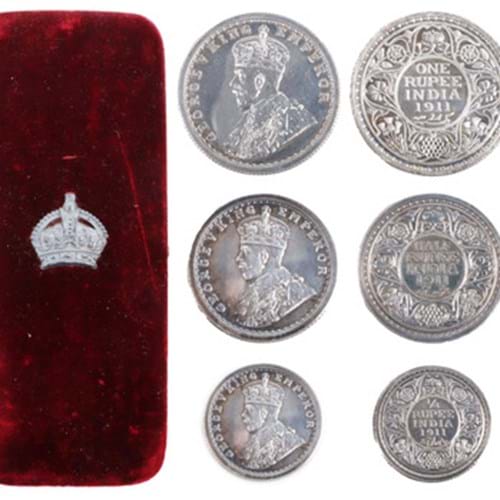 An Exceptionally Rare Part Set Of Three George V British India 1911 Proof Rupee Coins (Calcutta) To Be Offered In July
