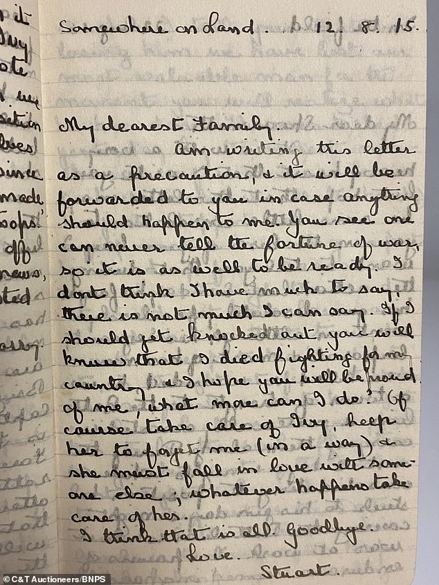 'Help her to forget me, and fall in love with someone else': British Tommy's heart-breaking note to his mother telling her to comfort his sweetheart should he die in the Trenches... nine days before a bullet ended his life